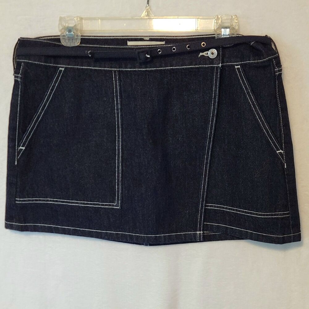 Abercrombie & Fitch Women's 30 Mid-rise Wrap Denim Mini Skirt Dark Wash